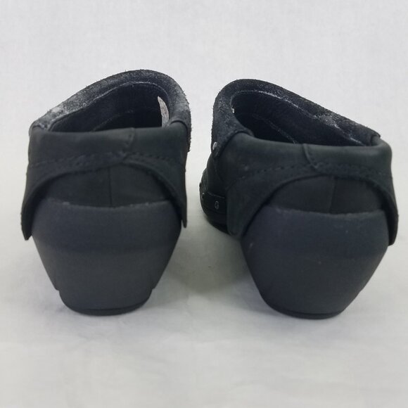 Merrell Luxe Wrap Mule Women's 6 Black Suede Leather Clog Metal Rivets Cone Heel - Picture 7 of 16